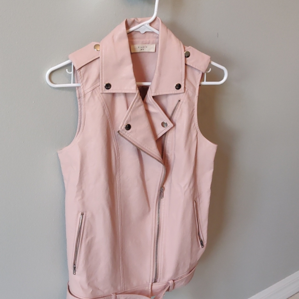 Pink leather vest